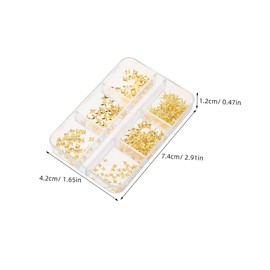 Baluue 2 Boxes Nail Charms Mini Star Metallic Studs for DIY Nail Art Gold Silver for Women Manicure Accessories