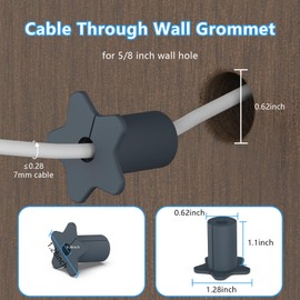 Star Wall Bushing Grommet for Starlink Dishy Router Ethernet Adapter Cable, Starlink Cable Routing Kit Feed-Through for Wall Hole and Furnitures Wire Hole (Grey, 2PCS)