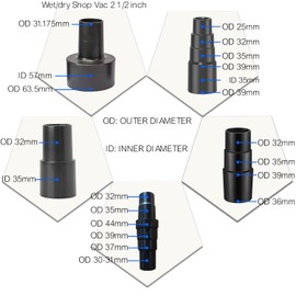 Universal Vacuum Hose Adapter Kit Reducer Attachment Set Converter from 1 1/2 inch to 1 1/4 inch from 1 3/8 inch to 1 1/4 inch Dust Hose Port Adapter
