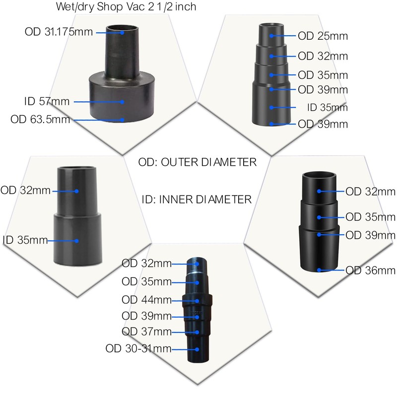 Universal Vacuum Hose Adapter Kit Reducer Attachment Set Converter from