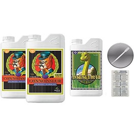 Advanced Nutrients Connoisseur Grow A and B 4 Liter & Ancient Earth Organic 1 Liter Bundle with Conversion Chart and 3mL Pipette