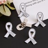 WANDIC 50 Pcs White Ribbon Metal Pins, Memorial Ribbon Alloy