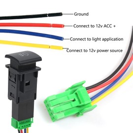 Fog Light Switch, Fog Light Switch, 4-Pin 12V Push Button Switch, Fog Light Switch, Plastic, Replacement Fit for Camry/Auris, Popular