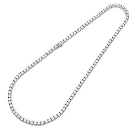 Gold Gala Tennis Necklace 925 Sterling Silver with 3mm White Cubic Zirconia for Men and Women, Silver, Cubic Zirconia