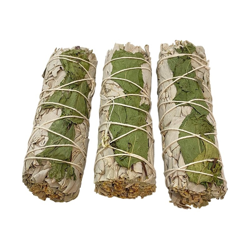 VIE Smudge Stick, White Sage and Basil 4"