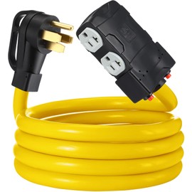 Kanayu 10ft 50 Amp to 20 Amp 110v Rv Distribution Adapter Compatible with Nema 14-50p to 4x 5-20r/ 5-15r 4 Prong Rv Generator Dryer Wall Socket for Four Household Outlet with 20amp Circuit Breaker