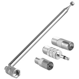 FM Radio Antenna DAB Radio Aerial Antenna 75 Ohm Telescopic F Type Male Plug Connector with Adapter Indoor Unbal FM Aerial for HIFI AV Receiver Mini System Table Top Radio Home Cinema System