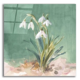 Epic Art 'Soft Dewdrops' by Danhui Nai Acrylic Glass Wall Art, 12" x 12"
