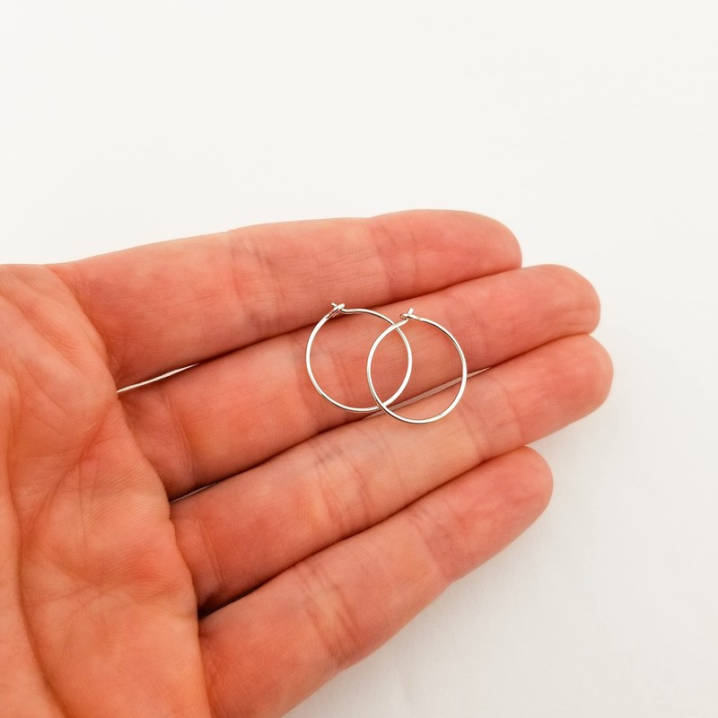 5/8 Inch Thin Small Sterling Silver Sleeper Hoop Earrings