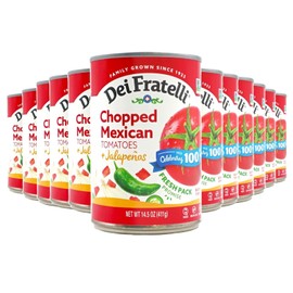 Dei Fratelli Chopped Mexican Tomatoes with Jalapenos (14.5 oz. Cans, 12 pack) - Vine-Ripened – Non GMO, Gluten-Free