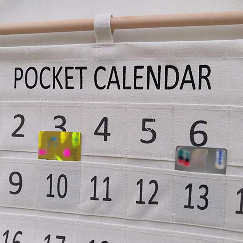 Numbered Calendar Pocket Chart Cotton and Linen Morning Check Classroom