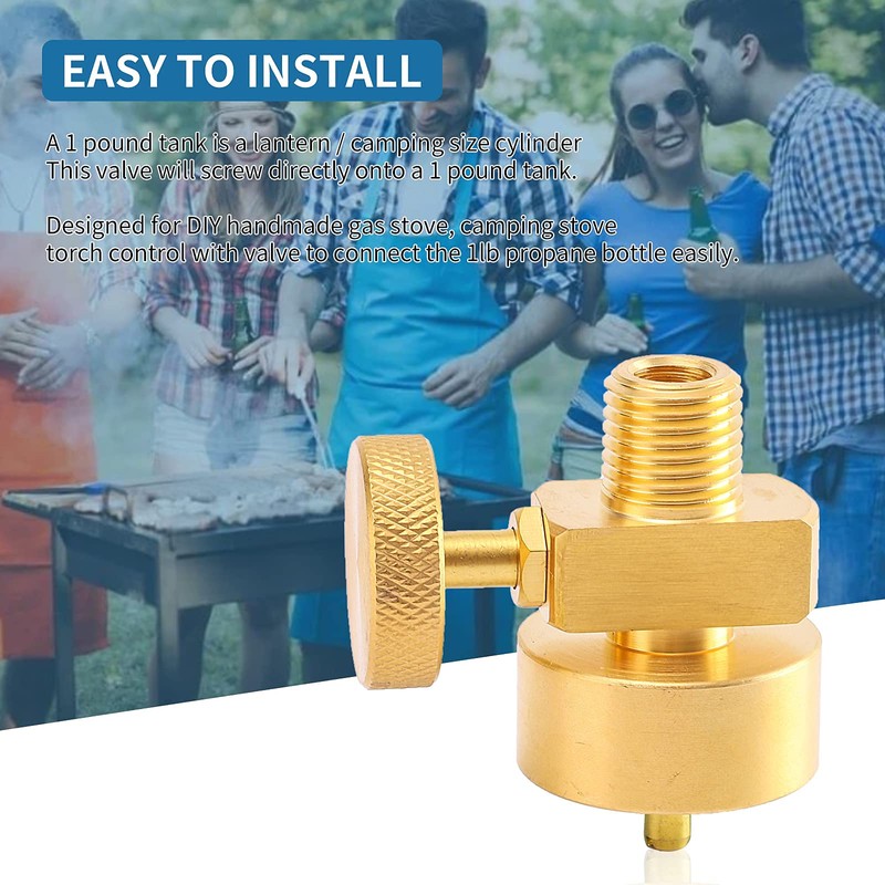 1LB Brass Propane Needle Control Valve, Disposable Adjustable Pressure Propane