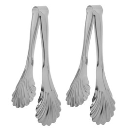 Cabilock 2pcs Stainless Steel Shell Clips Elegant Food Serving Tongs for Buffets Parties Mini Appetizer Tongs with Unique Scallop Design for Bread Pastries Kitchen Utensils