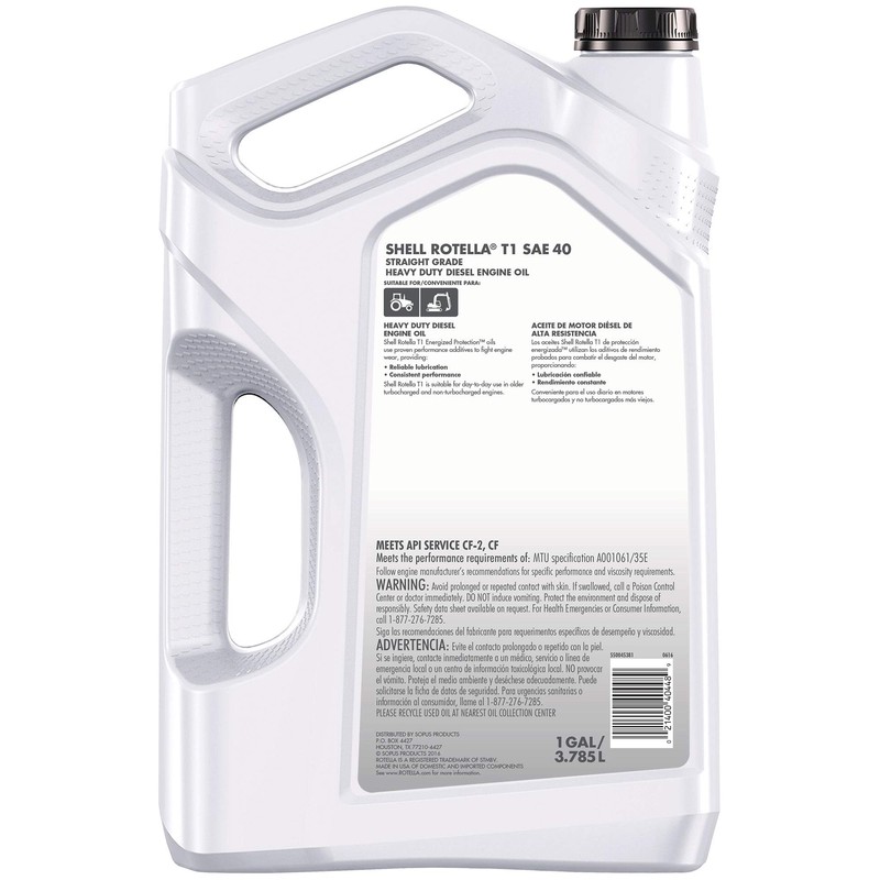 Shell Rotella 550045381 T1 Motor Oil (40 CF/CF-2), 1 gallon