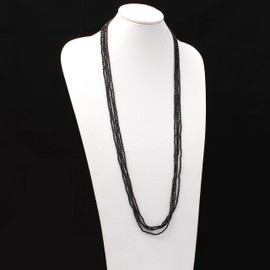 A&M GEMS & JEWELS Natural Black Spinal Gemstone, Minimlaist Beaded Jewelry, 2 mm Faceted Round Beads 100 Inches Necklace, Multi Layer Design Beaded Necklace, Unisex Jewelry