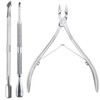 VANANA 3 PCS Cuticle Nippers Pusher, Professional Stainless Steel Cuticle