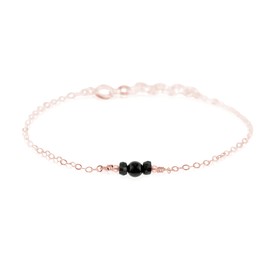Black Tourmaline Dainty Anklet in 14k Rose Gold Fill