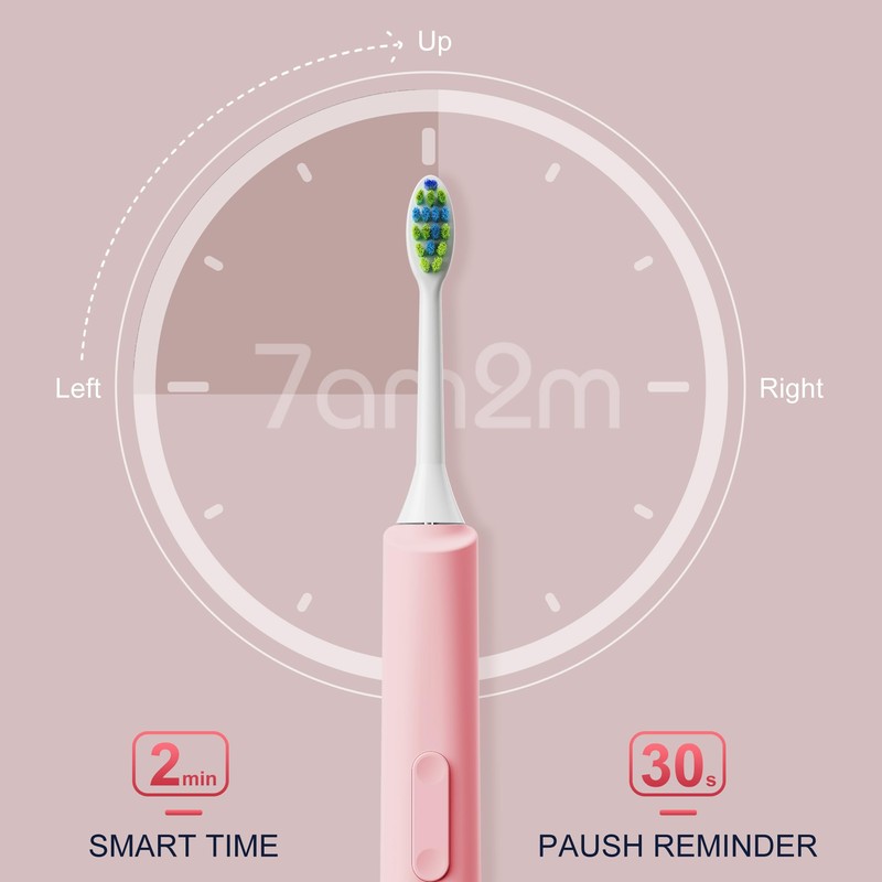 7AM2M Sonic Electric Toothbrush with 8 Brush Heads for Adults