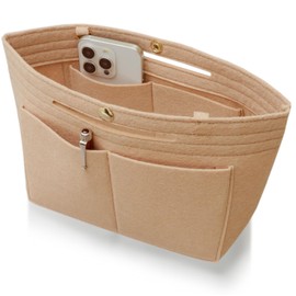 CtwoQ Women's Bag-In Bag, Bottom Plate and Strap Included, Storage Professional, Inner Bag, 01.sunset beige