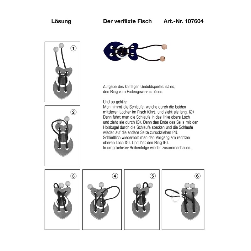 Bartl 107604 Mini Wooden Puzzle The Veflixte Fish 3 Pieces