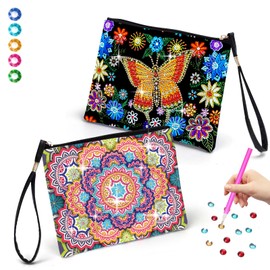 YAOYIN Diamond Painting Children's Birthday Gift, Craft Set Girls 6 7 8 9 10 Years, Gift Girls 6-12 Years, 2 Pieces DIY Set for Craft Set Children Adults Small Cosmetic Bag