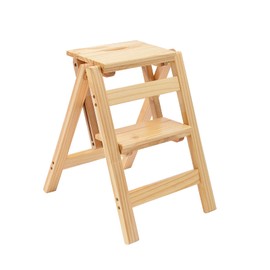 Folding Step Stool Step Ladder 3 Tier, Multi-Functional Folding Solid Wood Ladder Stool, Step Stool Household Muliti-Color Step Ladder Stool for Household and Office 330lbs,Natural,2step