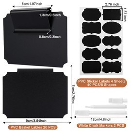 MAPVOLUT 62-Piece Storage Bin Label Set - Professional Grade Erasable & Removable Tags for Organization, Pantry, and Drawer Storage (Includes Chalk Marker Labels)