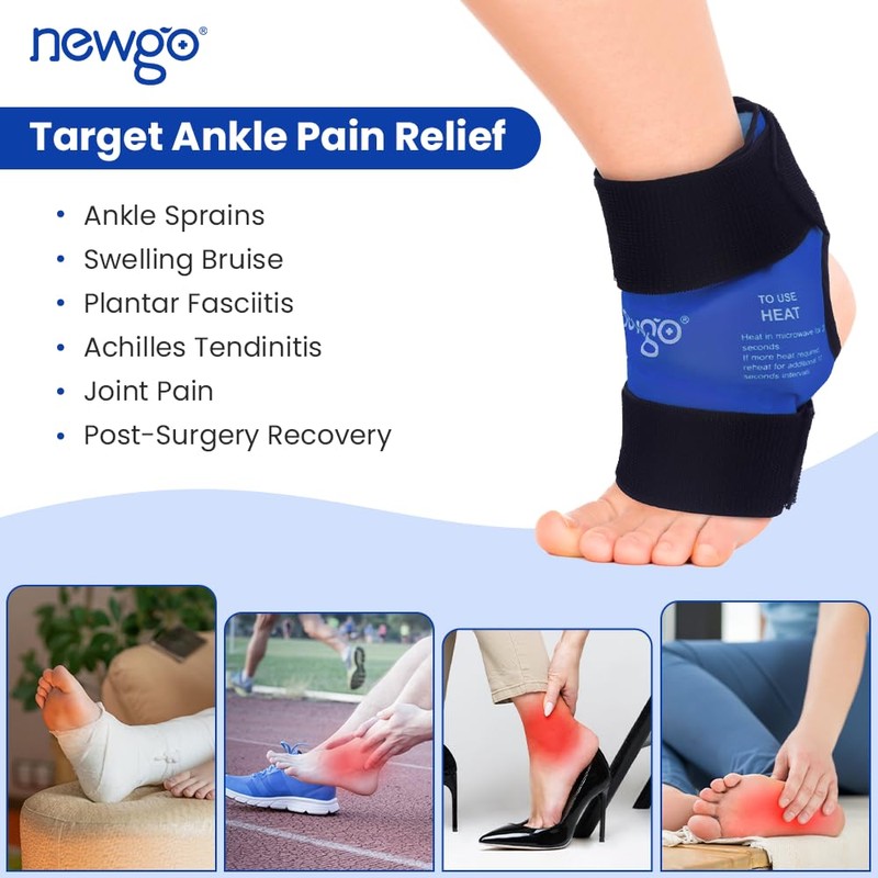 NEWGO Ankle Ice Pack for Swelling, Reusable Gel Ice Pack
