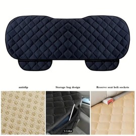 1pc Car Back Seat Cover, Plush Material Rear Back Row Protector Mat, Auto Chair Cushion Accessories, Non-slip Car Back Row Seat Cushion - Color: Navy blue