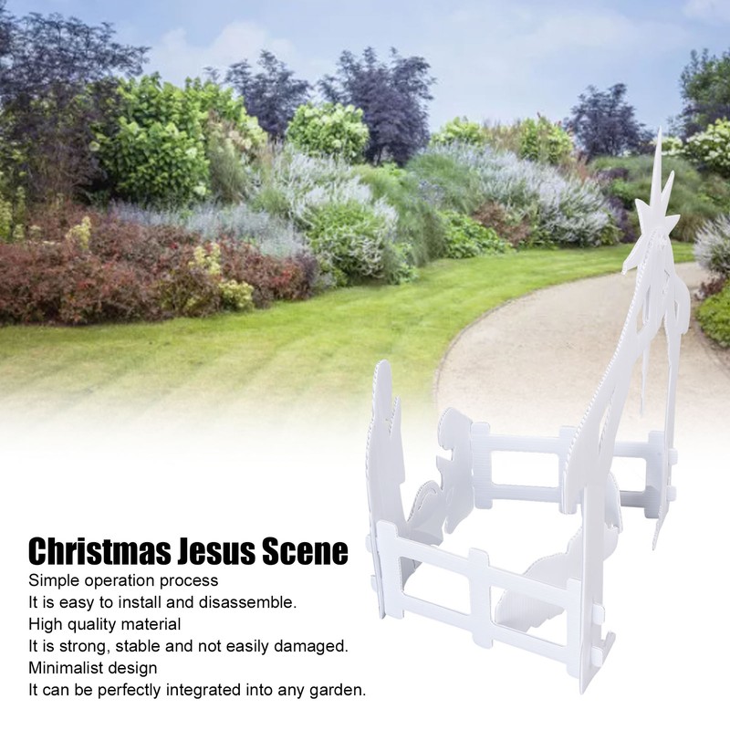 44x27x5cm Christmas Jesus Scene White PP Hollow Board Outdoor Nativity