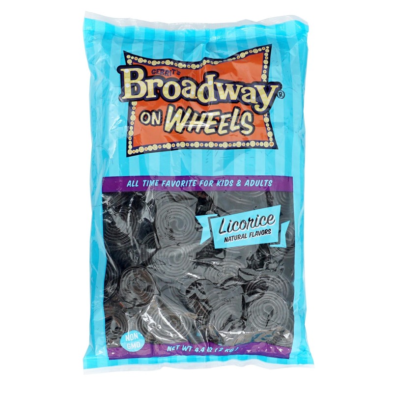 Broadway Black Licorice Wheels Candy, 4.4 Pound Bulk Bag, Licorice