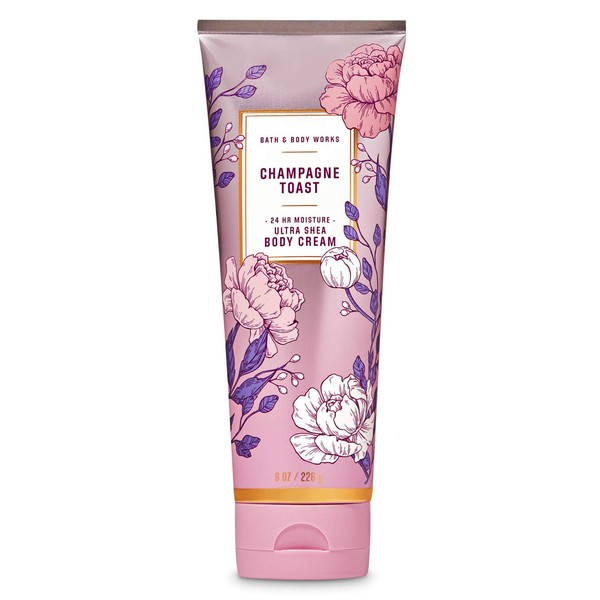 Bath and Body Works White Barn Champagne Toast Body Cream 8 Ounce Pink Floral Packaging