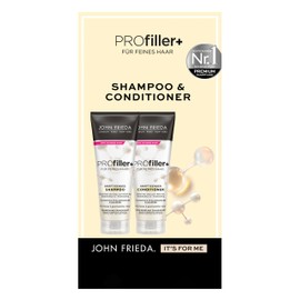 John Frieda PROfiller+ Set - Shampoo, 250 ml & Conditioner, 250 ml - Hair Type: Fine - Compresses and Nourishes the Hair - With Biotin & Hyaluronic Acid