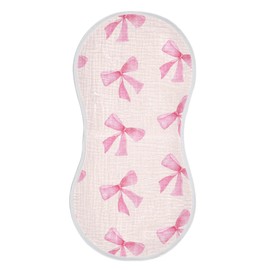 xigua Pink Bow Baby Burp Cloths for Newborn Boys and Girls 4 Pack, Soft & Absorbent Cotton Baby Burp Cloth, Baby Washcloths, Newborn Towel, Burp Rags