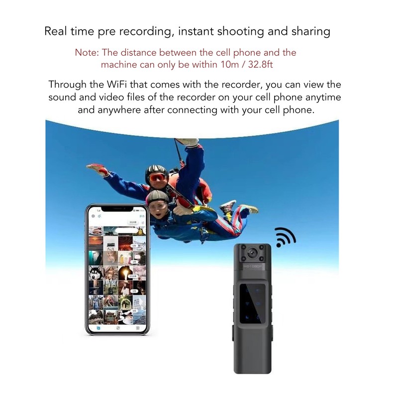 Mini Body Worn Camera Wireless WiFi 1080P HD Night Vision