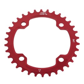 Elprico Moutain Bicycle Chain Set, 32/34/36/38T BCD 104 Mountain Bike Steel Single Crank Chainring Repair Parts (34T-Red)