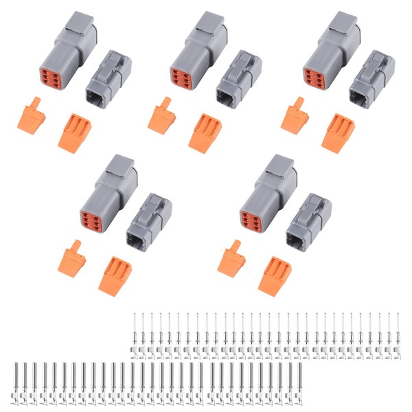 MUYI DTM Connector Kit, 5 Sets 6 Pin IP67 Waterproof