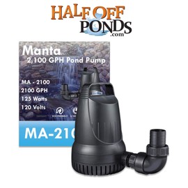 Manta 2,100 GPH Magnetic Drive Submersible Pump – Up To 2,100 GPH Max Flow