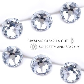 Rhinestones 16 Cut Non Hotfix Flatback Rhinestones for Crafts Glass Nail Rhinestones Nail Gems Crystals Rhinestones for Makeup Bags Shoes Decoration DIY(SS30,288pcs,Clear)