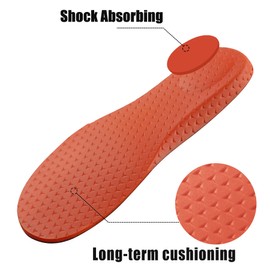 Knixmax Comfort Sports Insoles with Breathable and Shock Absorption for Everyday and Work - Sports Insoles for Hiking, Running, Fitness, Size 36-47, PU foam/black/red for sports
