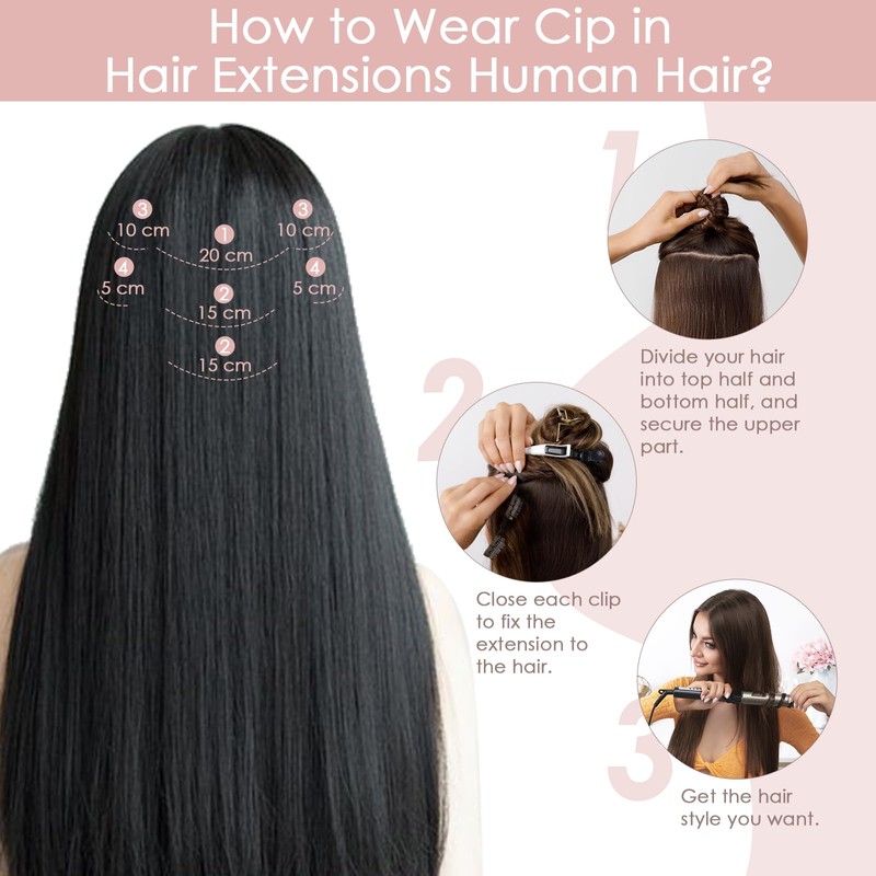 Silk-co Clip in Hair Extensions Real Human Hair Remy Double