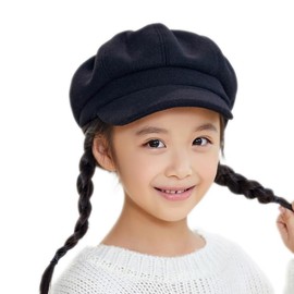 Vikodah Kids Newsboy Caps Beret Hats 8-Panel Baseball Pageboy Cabbie Sailor Hat Wool Felt for Boys Girls 2-6 Years Black