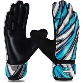 FIGHTSENSE Goalkeeper Gloves for Children, Teenagers, Boys, Football Gloves, Latex Palm, Breathable, Strong Grip, Double Wrist Protection (Blue, Size 2, Suitable for 4-5 Years)