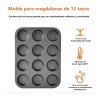 3 Moldes Charola 12 Cupcakes Acero Anti-adherente Repostería