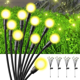 AZBESTPRO Solar Garden Lights 2024 Upgraded Solar Outdoor Lights Sway by Wind for Patio Pathway Decoration 2+8 Warm White (Classic)