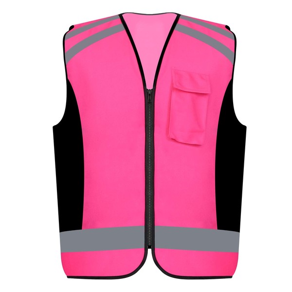 LANBELL Pink Hi Vis Safety Vest with Reflective Strips, High