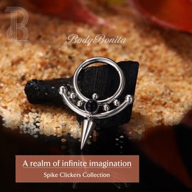 BodyBonita 16G Spike Septum Piercing - 316L Stainless Steel Nose Piercing Conch Helix Piercings Jewellery Nose Ring Tragus Daith Cartilage Ear Piercing 14K Gold/Silver 8mm/10mm, Stainless Steel