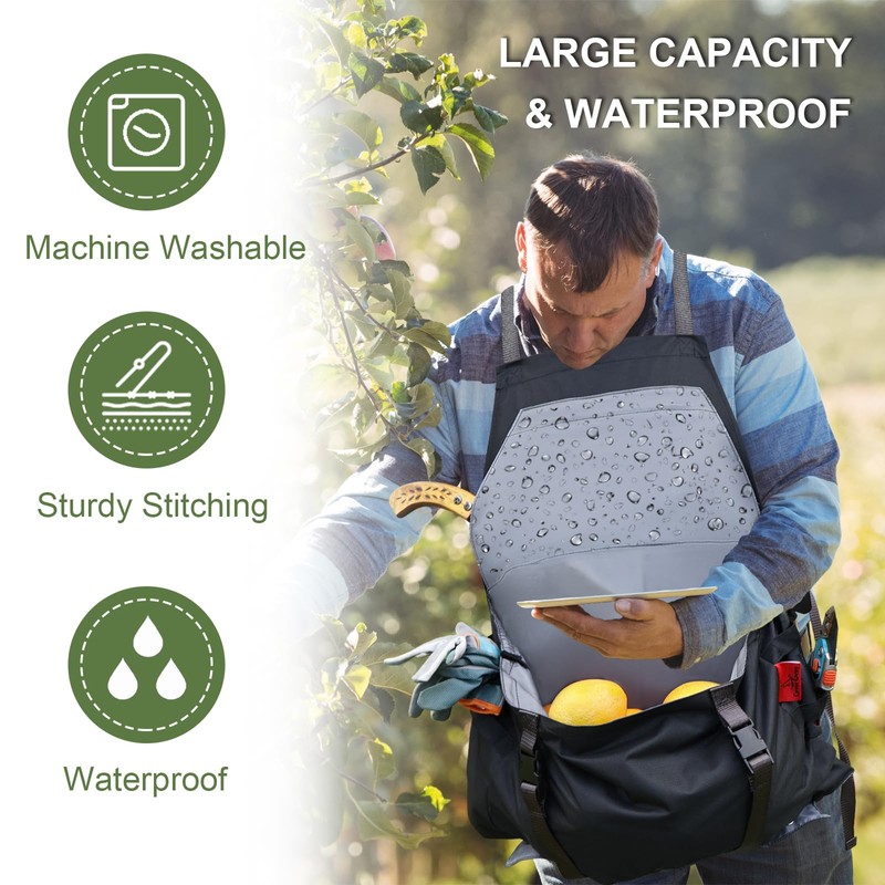 Extra Gardening Apron Waterproof Cross Back Apron Women, 600D Polyester