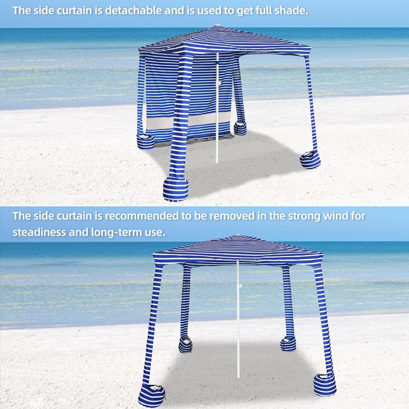 AMMSUN Beach Cabana, 6.2'×6.2' Beach Canopy, Easy Set up and
