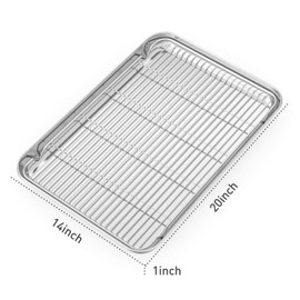 Bastwe Baking Sheet with Cooling Rack and Silicone Baking Mat, 20 Inch Stainless Steel Bakeware, Healthy & Nontoxic & Rustproof & Easy Clean & Dishwasher Safe